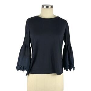 SEE BY CHLOE Ultramarine Blue Long Sleeve Embroidered Lace Trim Sleeves Size S